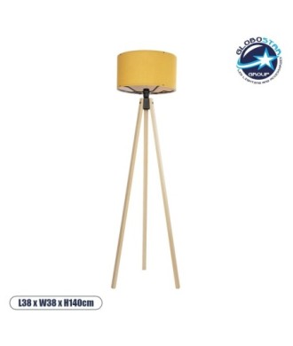 GLOBOSTAR® SAGA 204-0045 Μοντέρνο Επιδαπέδιο Φωτιστικό με Ντουί 1 x E27 AC 220-240V IP20 - Μπεζ & Κίτρινο - Μ38 x Π38 x Υ140cm